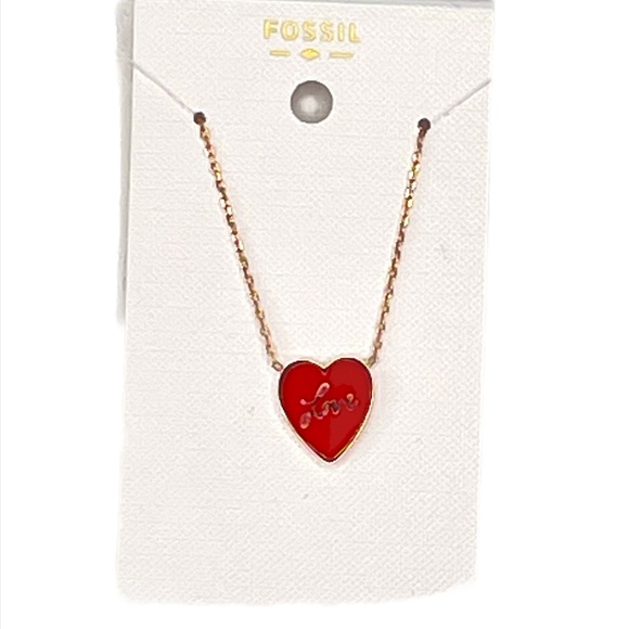 Fossil Heart Love Necklace, Gold Tone, Red - Picture 2 of 6